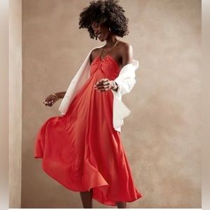 Banana Republic Factory 	
Ruched Halter Slip Dress
Color: Poppy Seed Red
Size: L